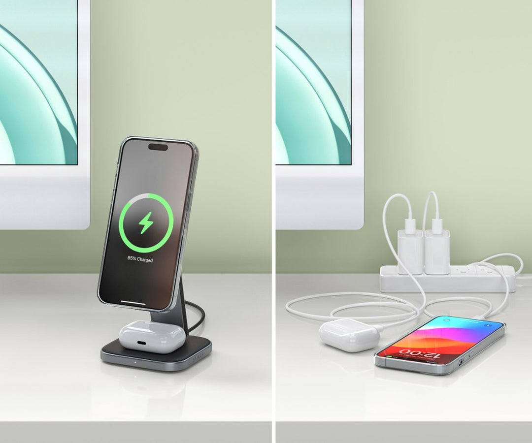Satechi | 2-In-1 Foldable Qi2 Wireless Charging Stand - Space Grey |  STQ21FM