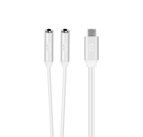 LOGiiX | Sound Share Earphone Splitter USB-C to 2x Aux - White / Silver | LGX-13911