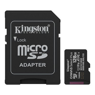 Kingston | MicroSDXC Canvas Select Plus Gen 3 128GB + Adapter 150 MB/s | SDCS3/128GB