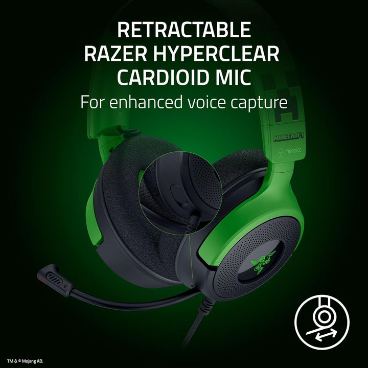 Razer | Kraken V4 X Wired Gaming Headset for PC, Mac, Playstation, Nintendo Switch, Steam Deck, Mobile, and Tablet - Minecraft Edition | RZ04-05180200-R3M1