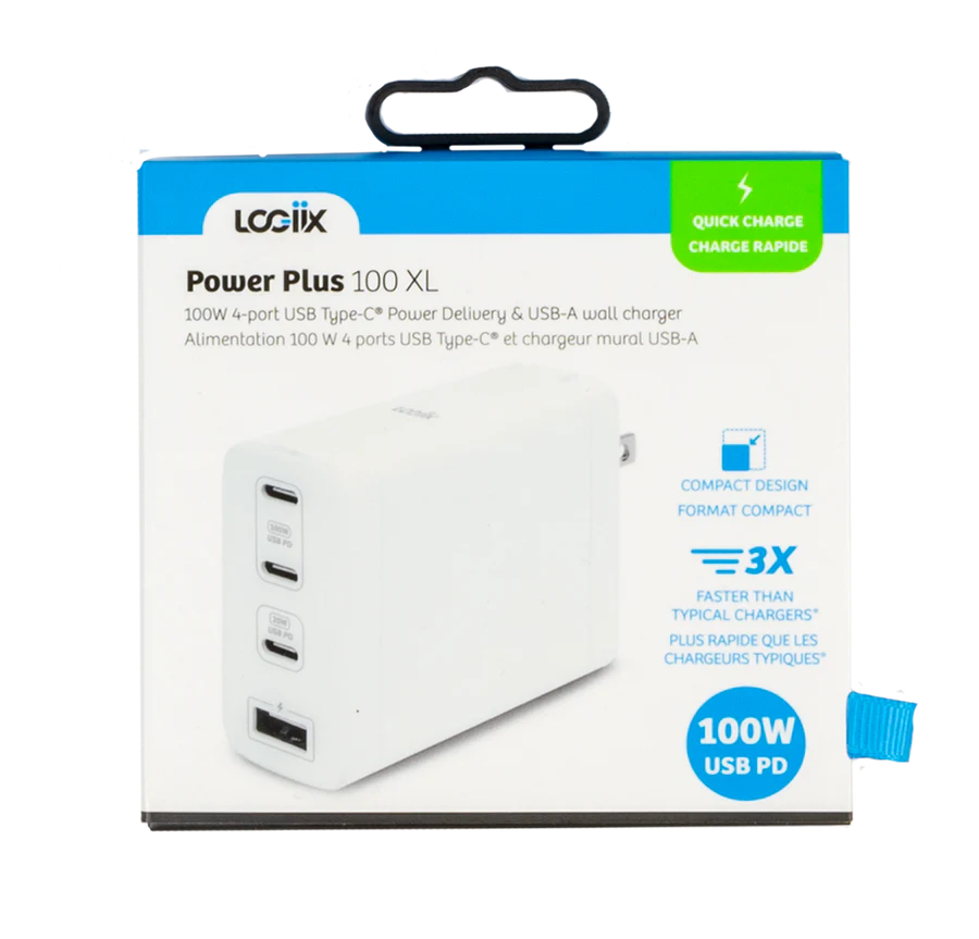//// LOGiiX | Power Plus 100W XL - Wall Charger 100w - White | LGX-13410
