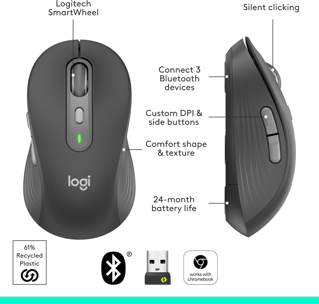 Logitech | Signature Plus M750 Bluetooth Optical Mouse - Graphite | 910-007510