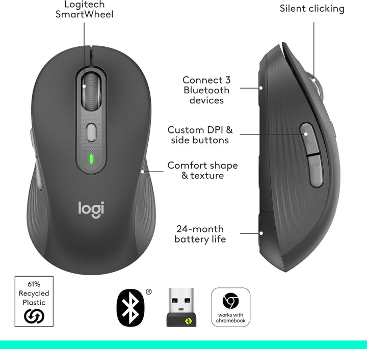 Logitech | Signature Plus M750 Bluetooth Optical Mouse - Graphite | 910-007510