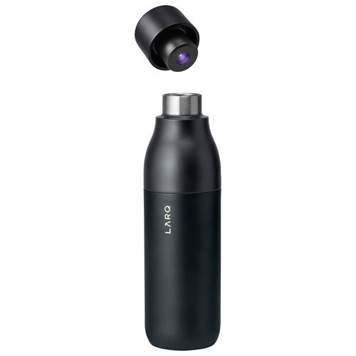 Larq | PureVis 740ml (25 oz.) Insulated Stainless Steel Water Bottle with Self-Cleaning Mode - Obsidian Black | BDOB074A