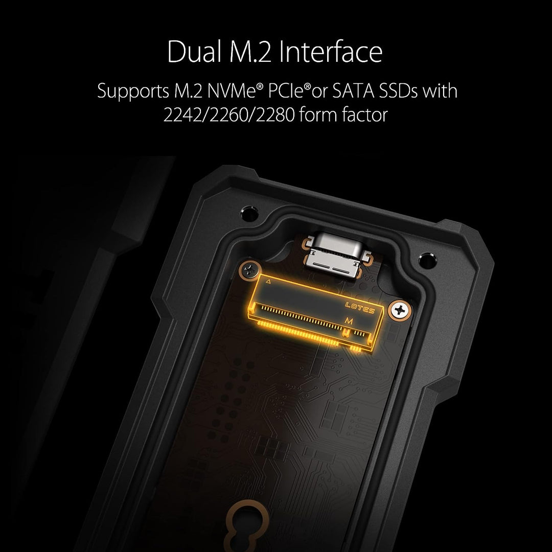 ASUS  | TUF Gaming A1 Dual M.2 NVMe Exernal Enclosure IP68 XBOX & PS5 USB-C 3.2 Gen 2 | ESD-T1A/BLK/G/AS//