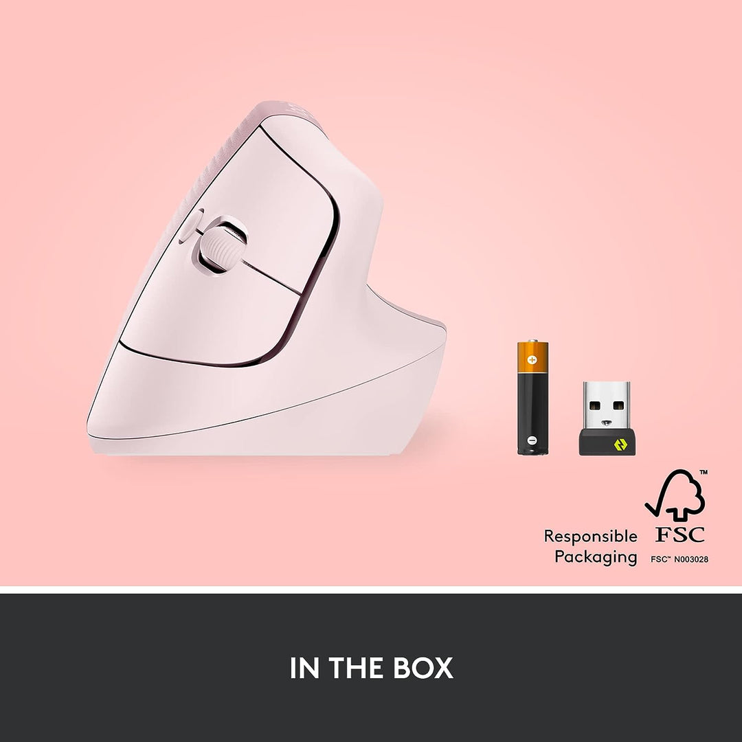 Logitech | Lift Vertical Ergonomic Mouse - Right Handed - Rose | 910-006472