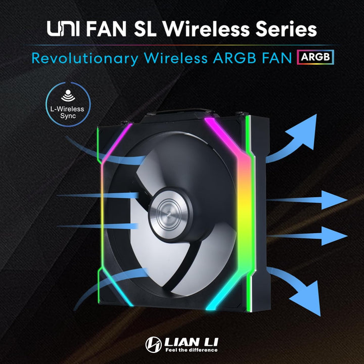 Lian-Li | Fan UNI FAN SL 120 Wireless RGB 120mm Fan 3 pcs pk - Black | 12SL1W3B