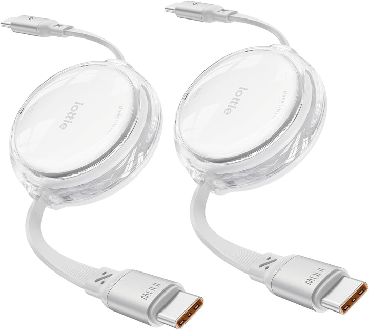 iOttie | Retractable Cable 100W USB-C to USB-C (set of 2) 3ft - White | IOTACC610