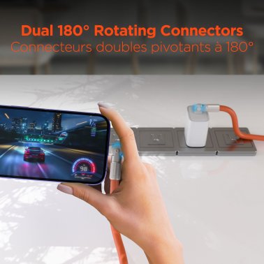 HyperGear | Rugged Cable w/Rotating Connectors USB-C to USB-C Chunky 100W 12FT 360cm - Orange | 16234