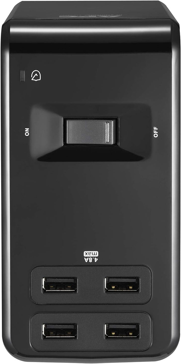 APC | SurgeArrest Essential Multi-Use 6 Outlet With 4 Port 4.8A USB Charger 120V - Black | PE6U4