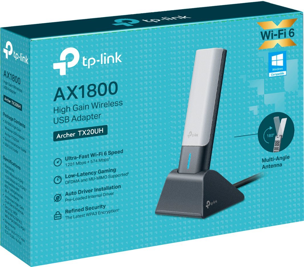 TP-Link | AX1800 High Gain Dual Band WI-FI 6 USB Adapter | ARCHER TX20UH