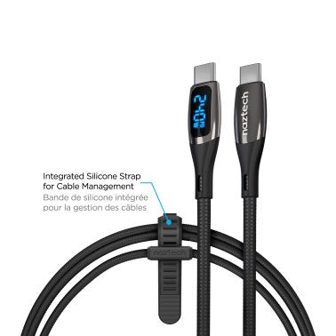 Naztech | DigiWATT 240W USB-C to USB-C Digital Fast Charge Cable with LED Power Display 6FT | 16104