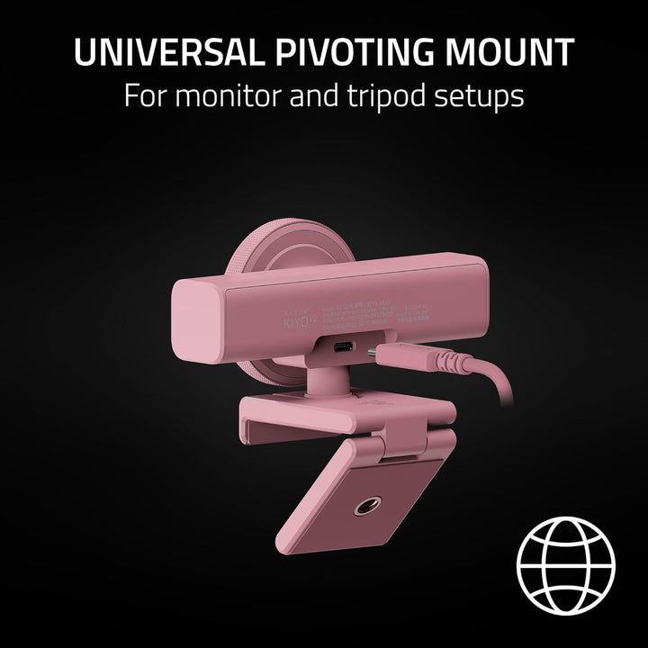 Razer | Kiyo V2 Streaming Webcam: 4K 30 FPS, 1080p 60 FPS AI Powered Auto-Framing Built-in Microphone - Pink | RZ19-05370300-R3U1
