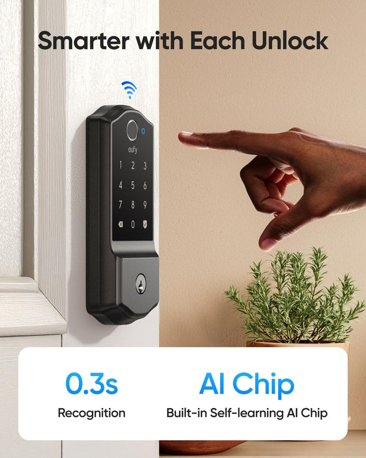 eufy | C220 Fingerprint Keyless Entry Wi-Fi Bluetooth Smart Lock with Keypad & Key - Black | T8506115