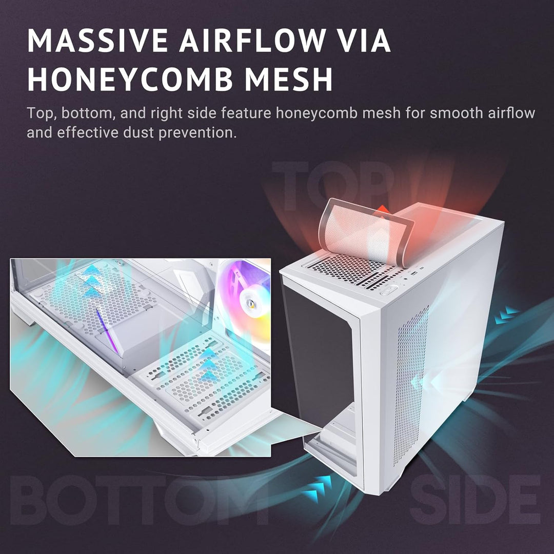 Antec | ARGB PWM Fans Included 3 x 120mm & 1 x 120mm Up to 8 Fans Simultaneously Type-CTempered Glass Front & Side Panels, 360mm Radiator Support, Mid-Tower ATX PC Case | C3 ARGB WHITE