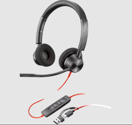 HP | Poly Blackwire 3320 Stereo Microsoft Teams Certified USB-C Headset +USB-C/A Adapter | 8X220AA