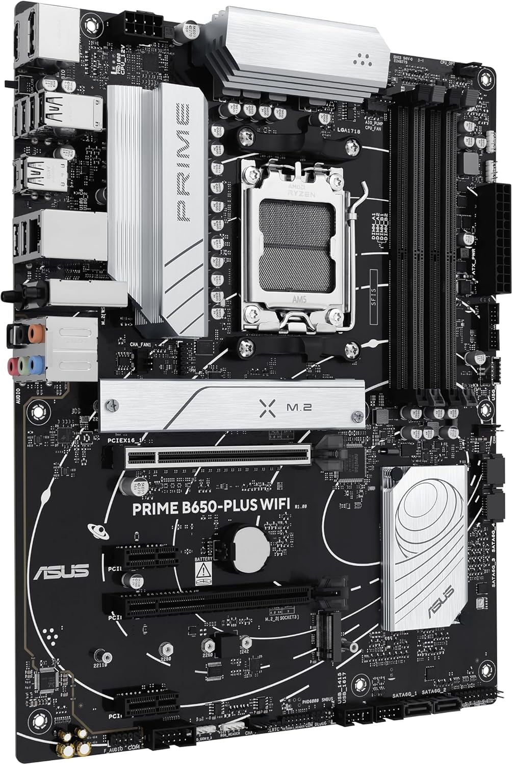 ASUS | Prime B650-PLUS WiFi AMD B650 AM5 Ryzen™ Desktop 9000 8000 & 7000 ATX Motherboard, DDR5, PCIe 5.0 M.2, 2.5Gb LAN, WiFi 6E, HDMI™, SATA 6 Gbps, USB Type-C®, BIOS Flashback™, Thunderbolt™ 4 Header | PRIME B650-PLUS WIFI