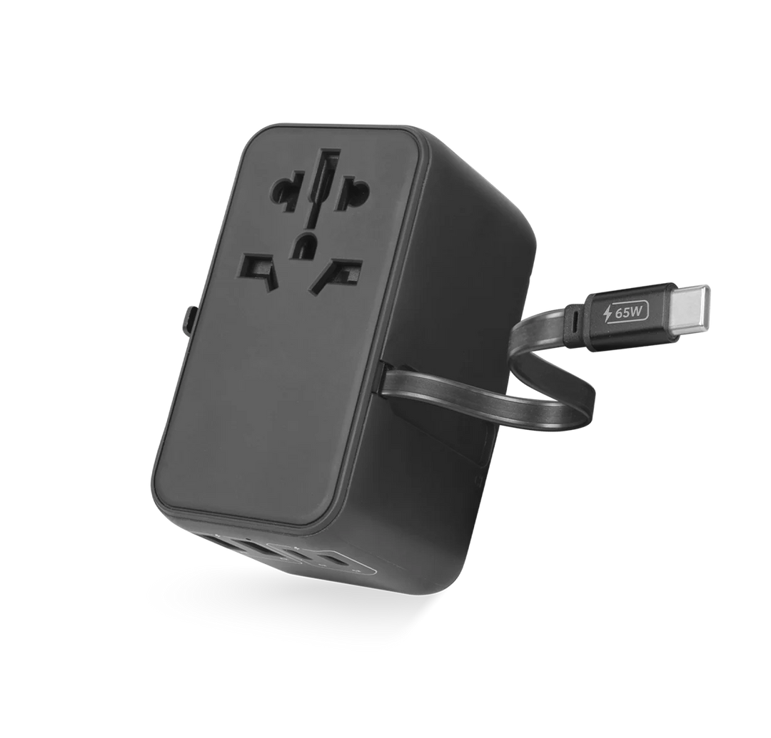 LOGiiX | World Traveler XL 65W with built-in cable - Black | LGX-14044