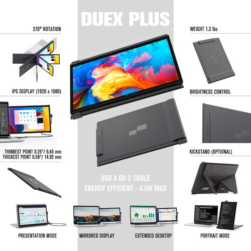 Mobile Pixels | Duex Plus 13.3" FHD 60Hz 30ms IPS LCD Monitor- Black MP-101-1006P04