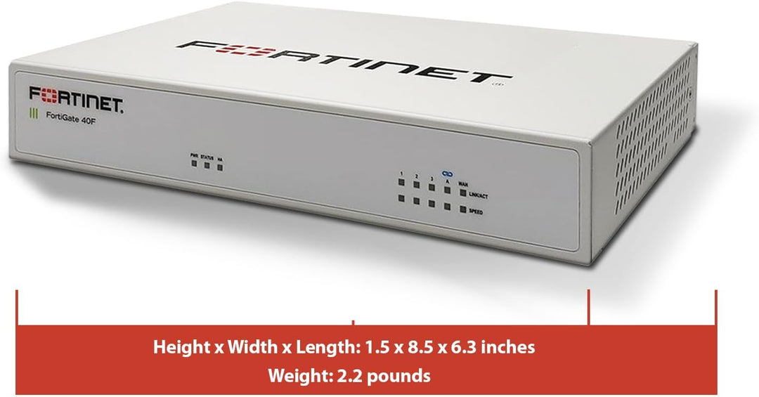Fortinet | Firewall Appliance 5 Gigabit Ethernet RJ45 Ports FortiGate-40F | FG-40F