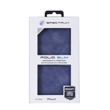 SPECTRUM | Folio Slim Detachable 2-1 Wallet iPhone 17 Case - Blue | 2004FOLIO