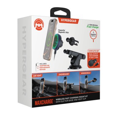 HyperGear | MaxCharge Wireless Charging Vehicle Mount Kit Compatible w/MagSafe - Black | 16472