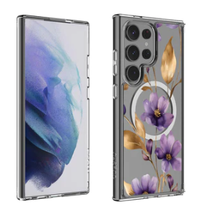 Caseco | Clear Design Case - Purple Wildflower for Samsung S24 Ultra  | ED24C3-00FX