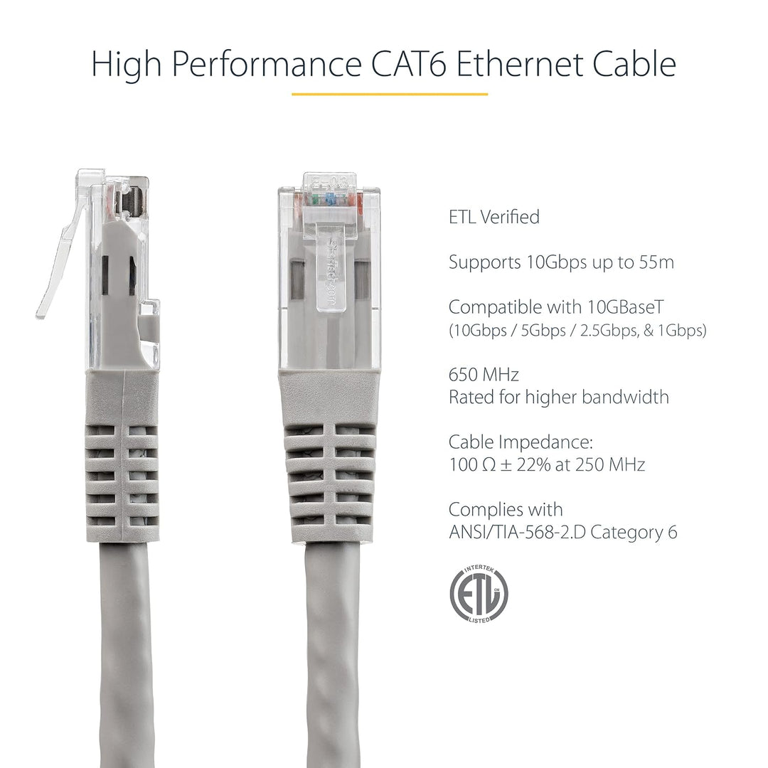 StarTech | Ethernet cable delivers Multi Gigabit 1/2.5/5Gbps 3ft CAT6 - Gray | C6PATCH3GR