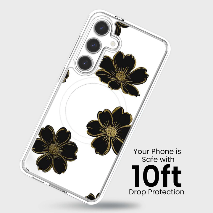 Caseco | Black Flower Samsung S25 - Clear / Black | ED24D6-FLB
