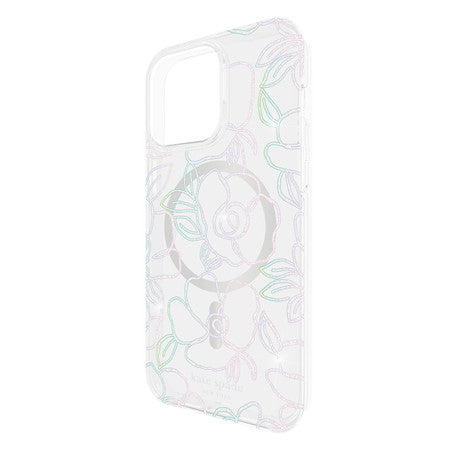 Kate Spade NY | Protective Case for MagSafe iPhone 15 Pro Max - Modern Floral Glitter | KS052638
