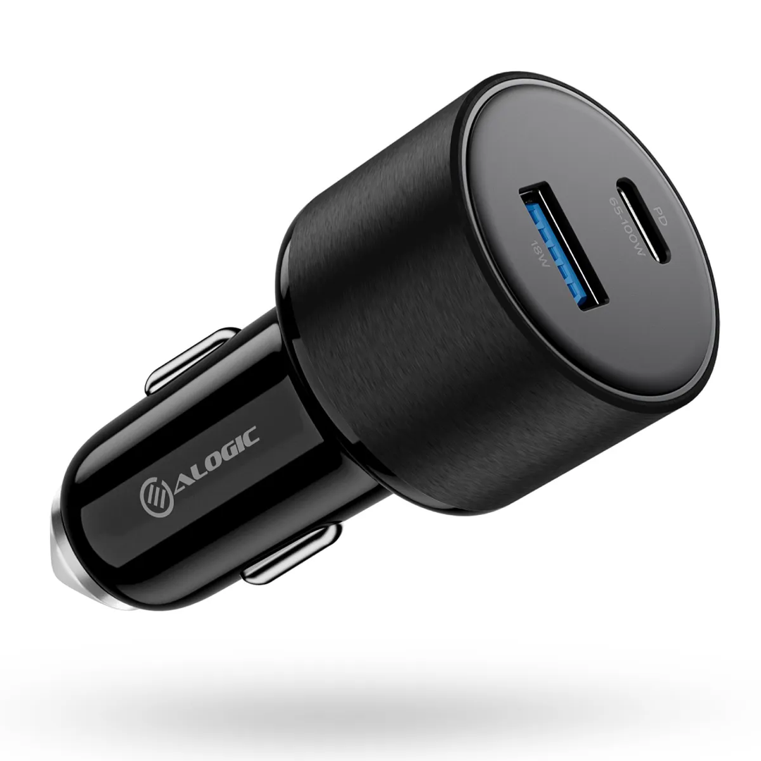 Alogic | Car Charger 2 Port Rapid Charge 100W USB-C PD USB-A 18W - Black | CRCA100