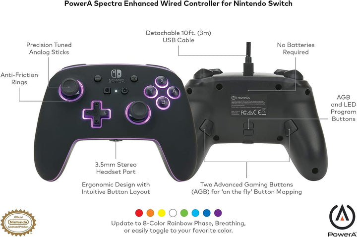 PowerA | Spectra RGB Enhanced Wired Controller for Nintendo Switch - Black |  1510925-01