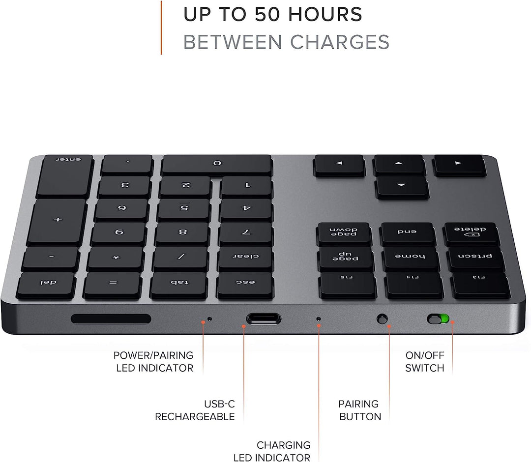 Satechi | Aluminum Slim Wireless Numeric Keypad - Space Grey | ST-XLABKM