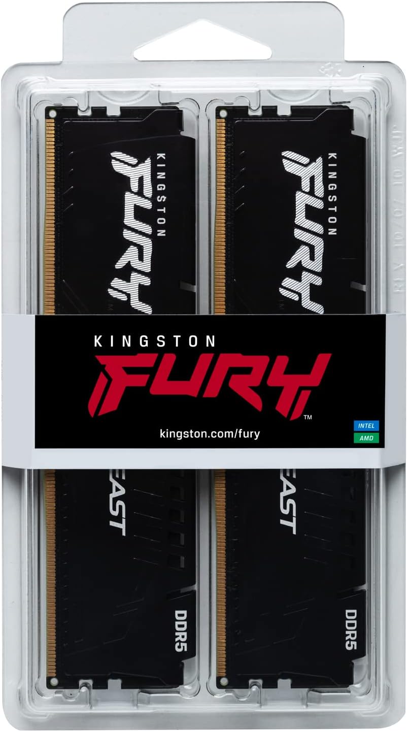 Kingston | Memory 64GB 4800MHz DDR5 CL38 UDIMM Kit of 2 |  KF548C38BBK2-64