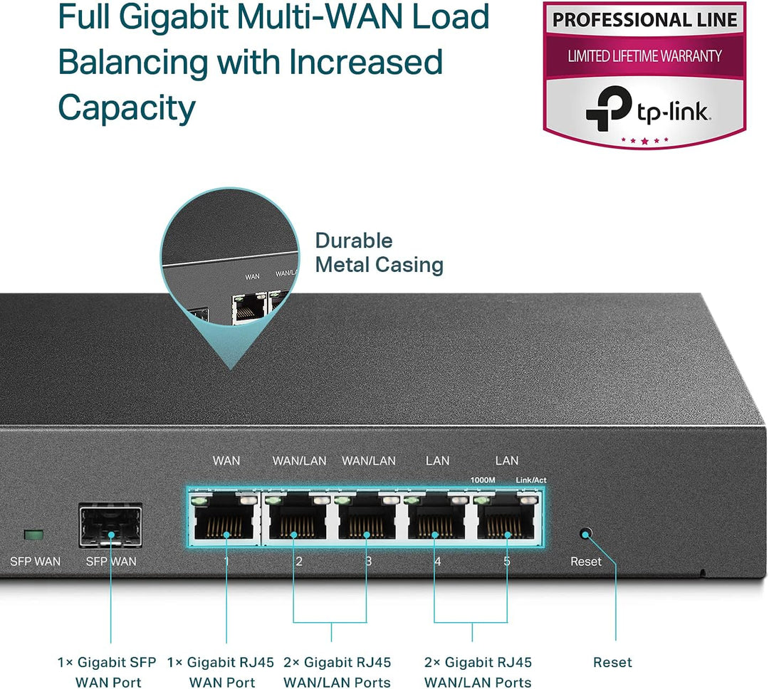 TP-Link | SafeStream Gigabit Multi-WAN VPN Wired Router | TL-ER7206