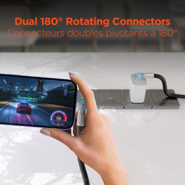 HyperGear | Rugged Cable w/Rotating Connectors USB-C to USB-C Chunky 180 6FT 180cm 100W - Black | 16223