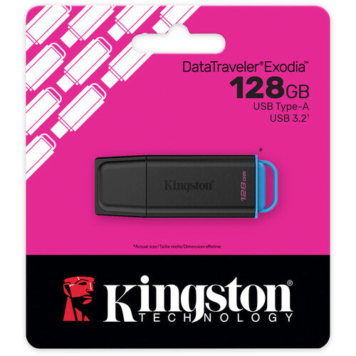 Kingston | Portable USB 3.2 Gen 1 DataTraveler Exodia 128GB - Black/Blue | DTXG2/128GB