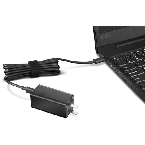 Lenovo | USB-C GaN 65W Power Adapter with 1.8M / 6Ft USB-C to USB-C Cable - Black | 40AWGC65WW