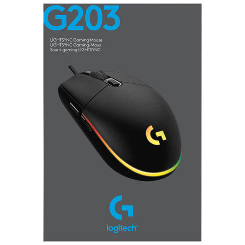 Logitech | G203 Lightsync 8000 DPI Optical Gaming Mouse - Black | 910-005790