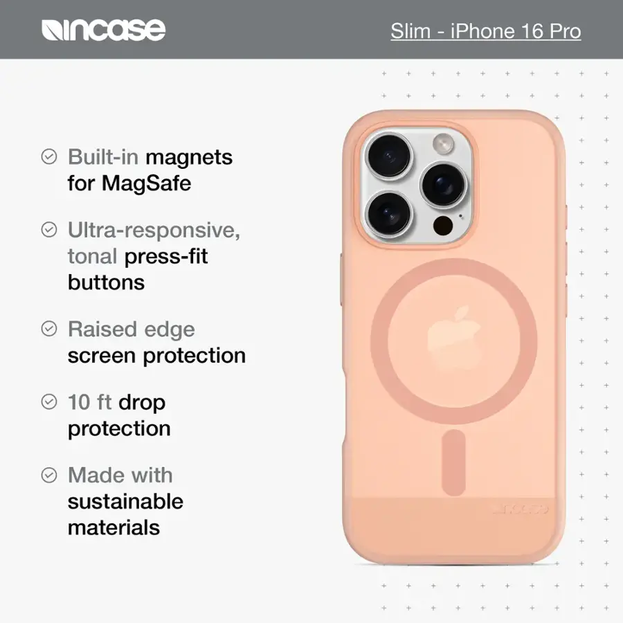 Incase | Slim Case MagSafefor iPhone 16 Pro - Blush Pink | INPH190402-BLP