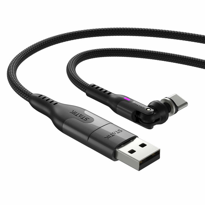 Statik | PowerPivot Pro Nylon Braided Charge/Sync Cable USB-C to USB-C 6.6ft - Black | PUP04556FTCCCA