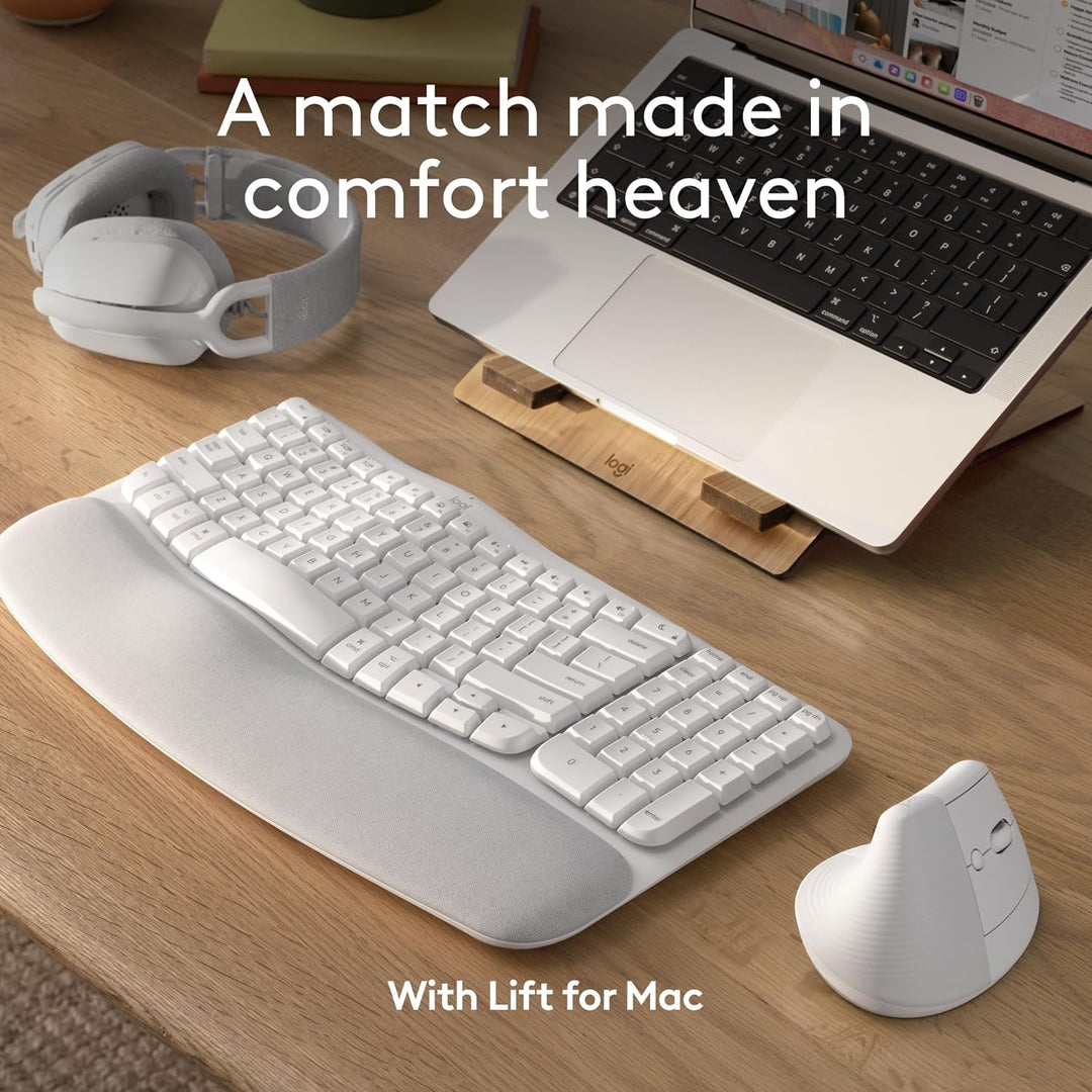 Logitech | Keyboard Wave for Mac Wireless Bluetooth USB-C - White | 920-012402