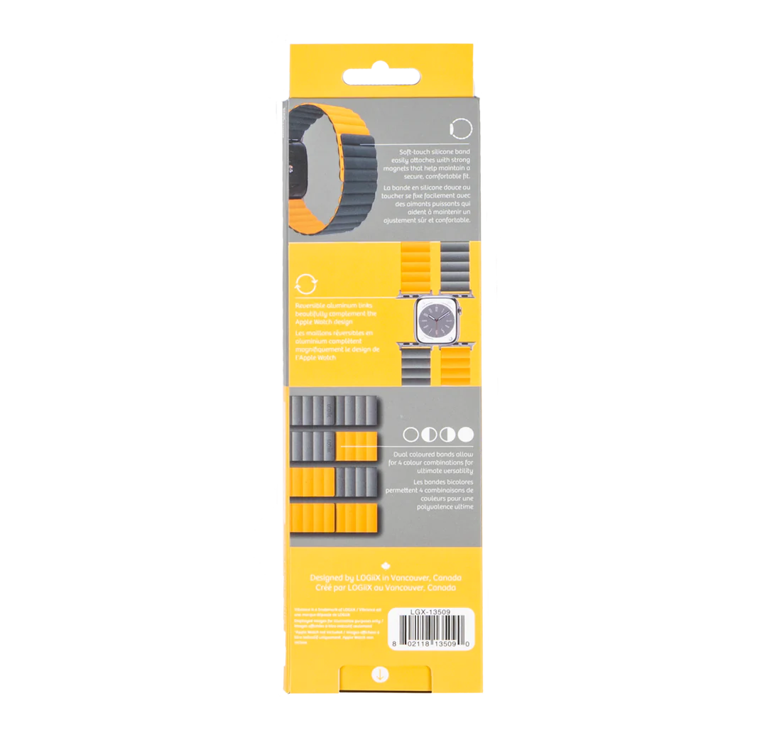 LOGiiX | Vibrance Link Apple Watch Band 42/44/45mm - Mustard Yellow/Grey | LGX-13509