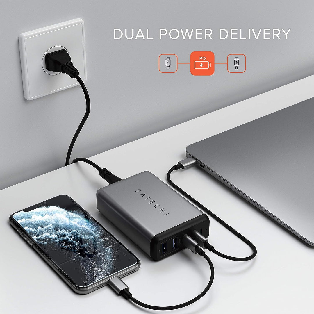 Satechi | 75W Dual Type-C PD Travel Charger - Space Gray | ST-MC2TCAM