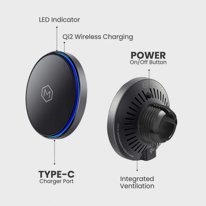 Mighty Mount | Mag Switch Qi2 Wireless Car charger Mount Combo with vent and dash Base | M2050-55