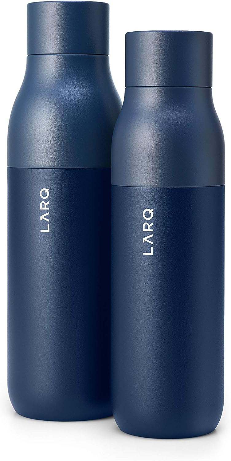 Larq | PureVis 500ml (17 oz.) Insulated Stainless Steel Water Bottle with Self-Cleaning Mode - Monaco Blue | BDMB050A