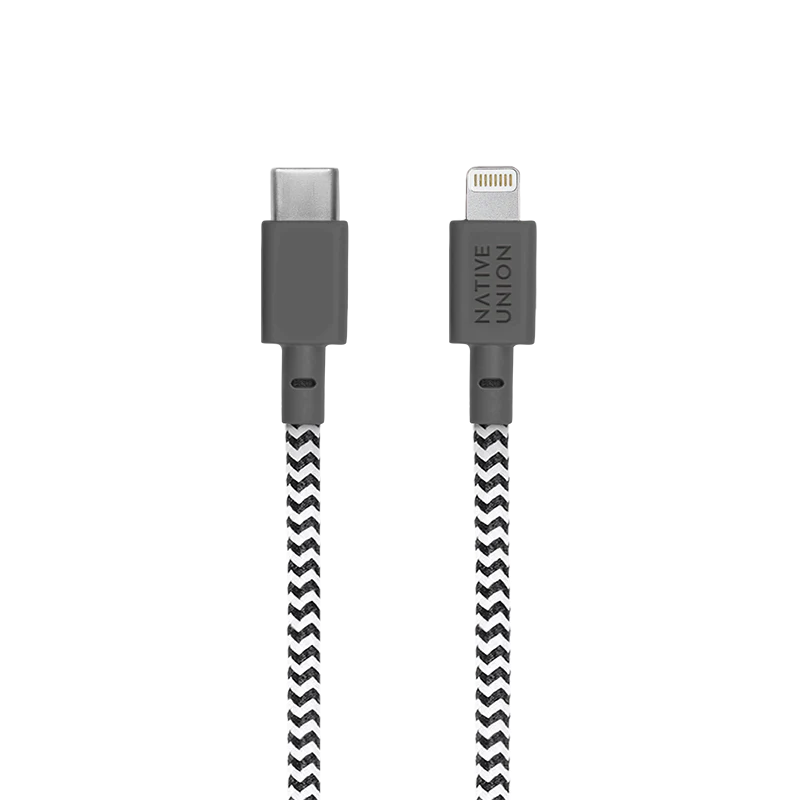 Native Union | USB-C to Lightning - Night Cable Zebra 3M 10FT | CABLE-KV-C-LIGHTNING-ZEBRA-3M
