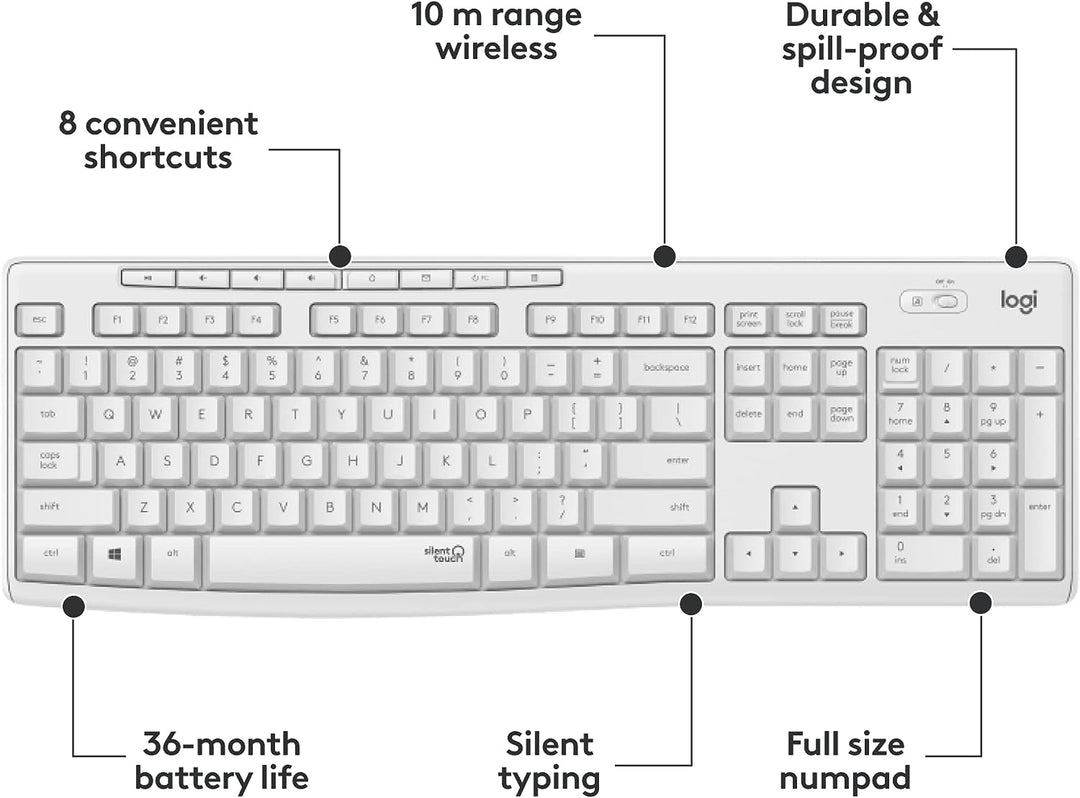 Logitech | MK295 Silent Wireless Optical Keyboard & Mouse Combo - Off-White | 920-009783