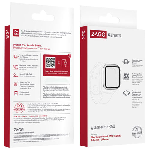Zagg | Apple Watch (45mm) InvisibleShield Glass Elite 360 Screen Protector | 15-10535