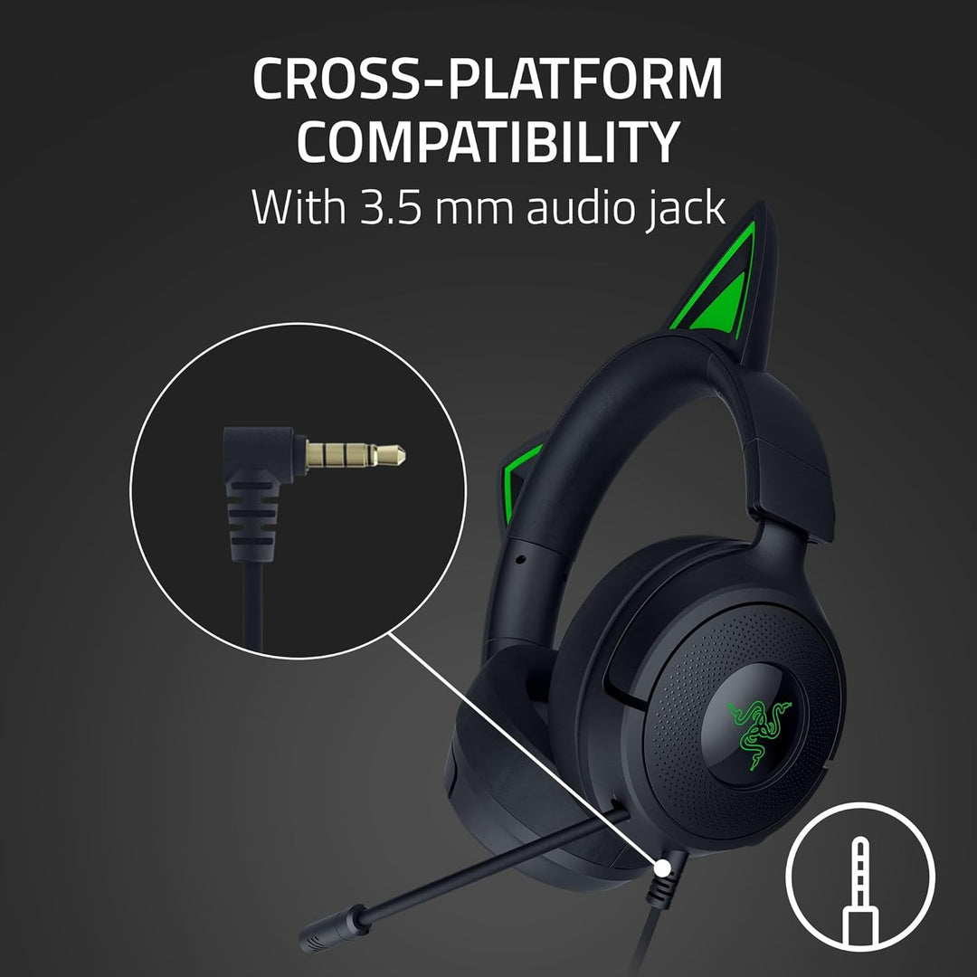 Razer | Kraken Kitty V3 X Wired Over-the-Ear Gaming Headset for PC, PlayStation, Nintendo Switch, Steam Deck, and Smartphone - Black |  RZ04-05350200-R3U1